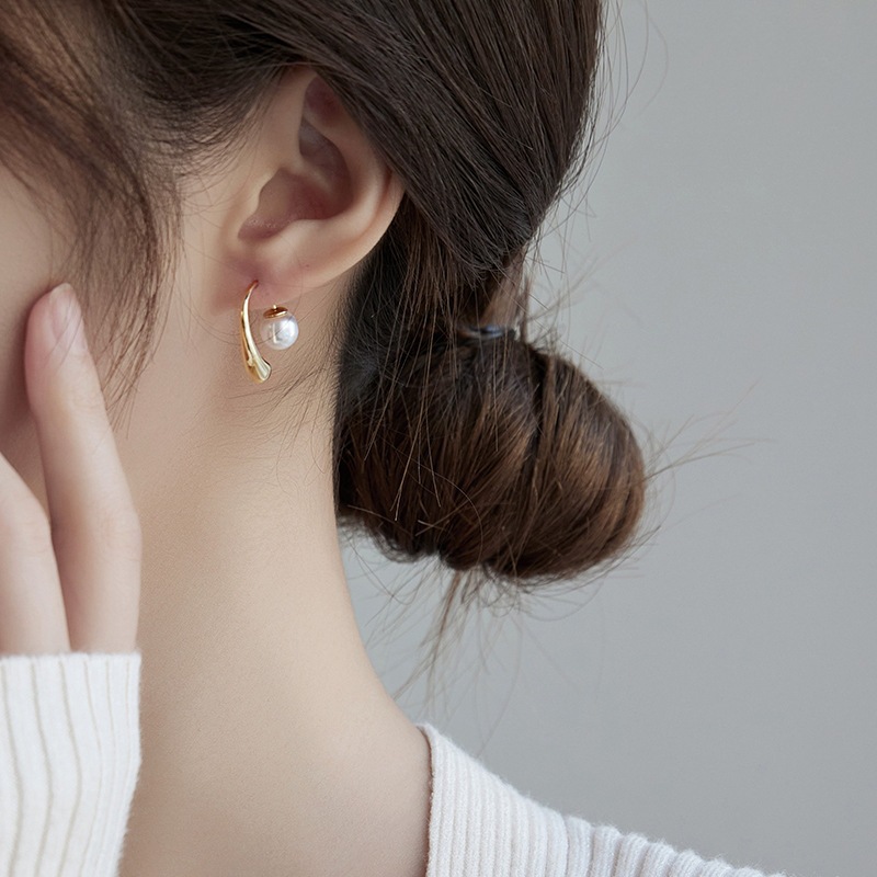 srrmhyn简约水滴珍珠耳钉