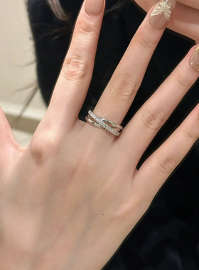 自带高级感的~简约三环戒指冷淡风闪钻开口戒女个性轻奢小众设计