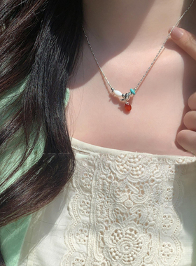 飞鸟集天然石串珠项链女