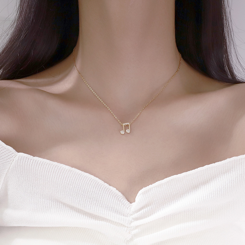 音符项链女S925银镶钻吊坠