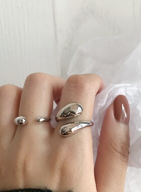 srrmhyn简约线条交叉戒指女几何水滴光面开口指环ins小众食