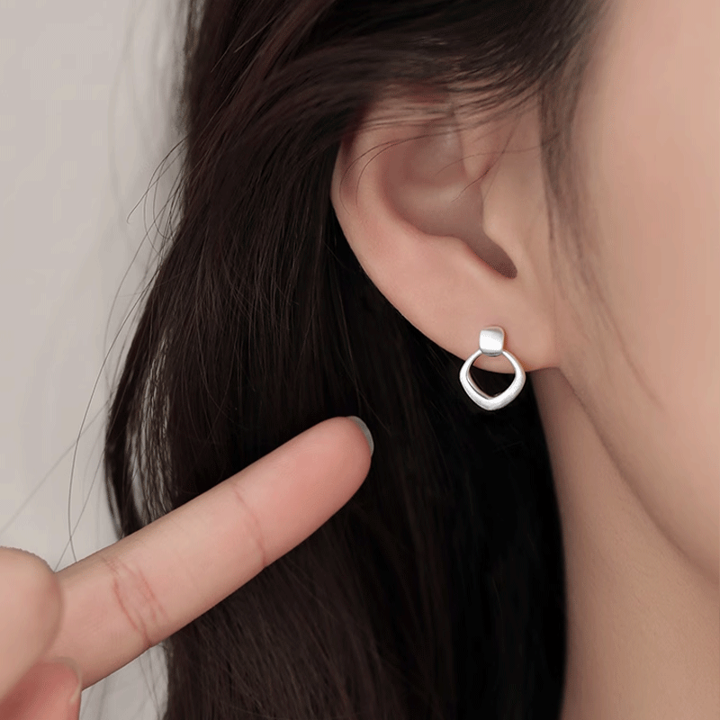 srrmhyn925纯银菱形耳钉女