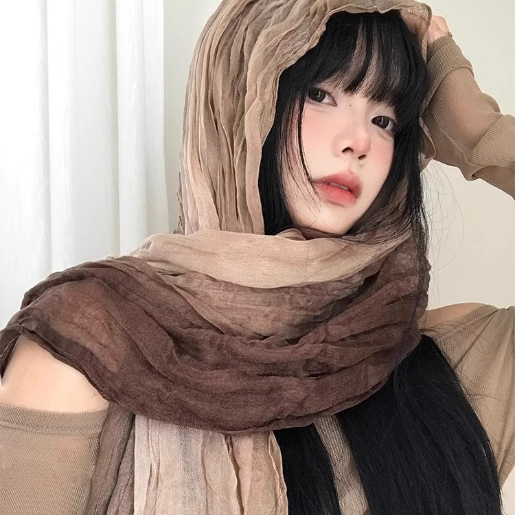 民族风围巾废土风亚麻褶皱