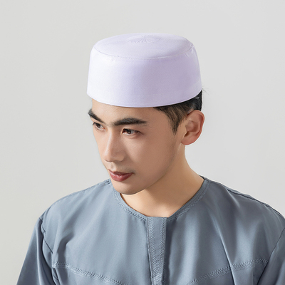 回族帽男士帽子新款帽子四季进口回族用品平顶民族风纯白回民帽子