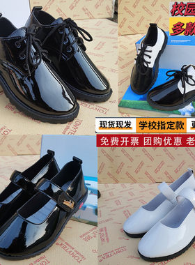 儿童皮鞋黑白色春秋款英伦风大小学生花童夏季男孩演出鞋男童皮鞋