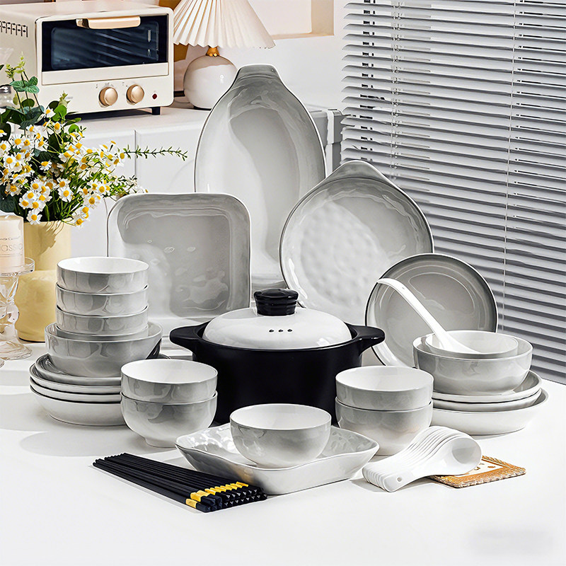 碗家用2026新款高颜值釉下彩餐具套装景德镇陶瓷饭碗具碟盘筷乔迁