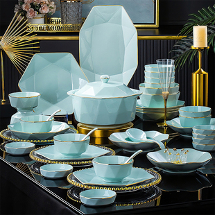 釉下彩轻奢餐具套装碗家用2026新款景德镇高颜值陶瓷饭碗碟盘乔迁