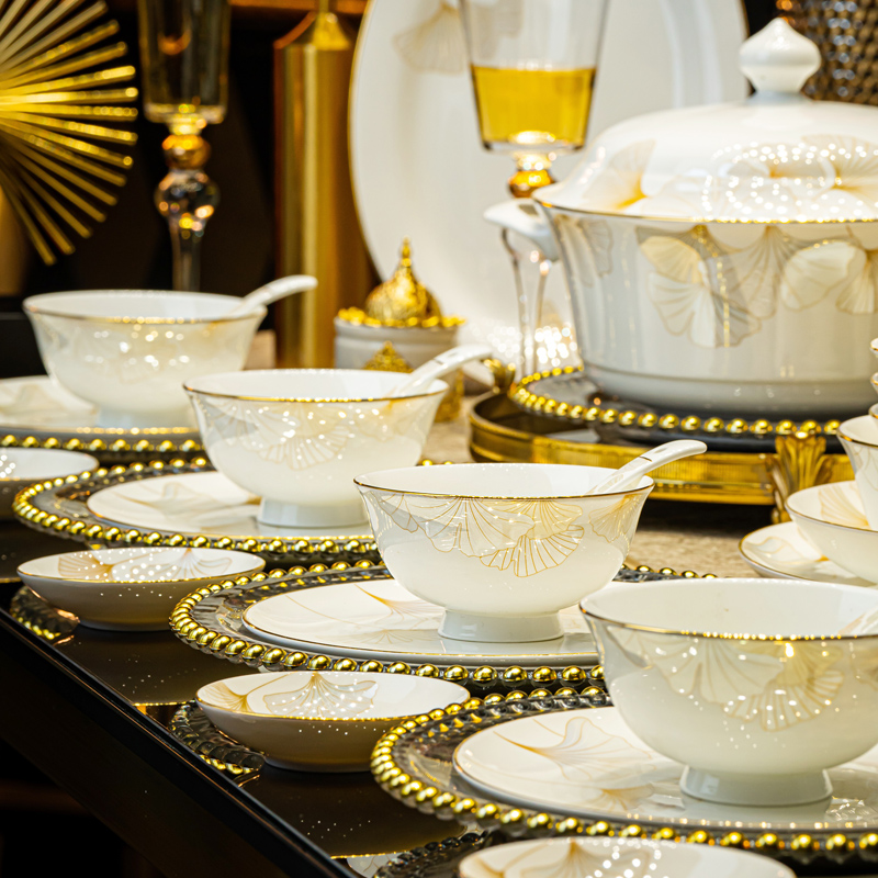 2025新款高颜值骨瓷碗碟套装家用