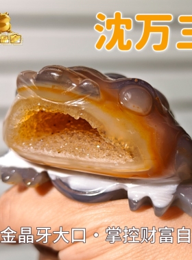 灵蟾晶舍｜沈万三｜天然玛瑙水晶金蟾摆件招财聚财赚钱装饰122