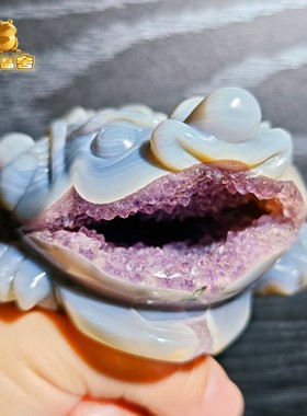 灵蟾晶舍Ｉ福利Ｉ天然玛瑙紫水晶金蟾摆件招财聚财发财装饰