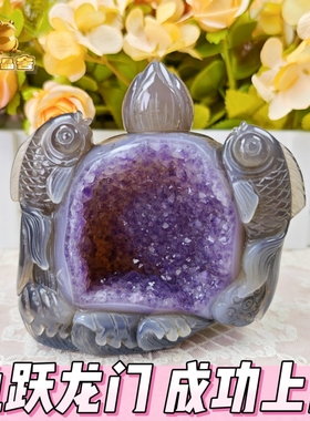 灵蟾晶舍｜鱼越龙门成功上岸｜天然玛瑙紫水晶招财招贵仁助提升54