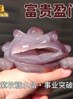 灵蟾晶舍｜富贵盈门｜天然紫玛瑙软糖水晶金蟾摆件招财聚财引贵38