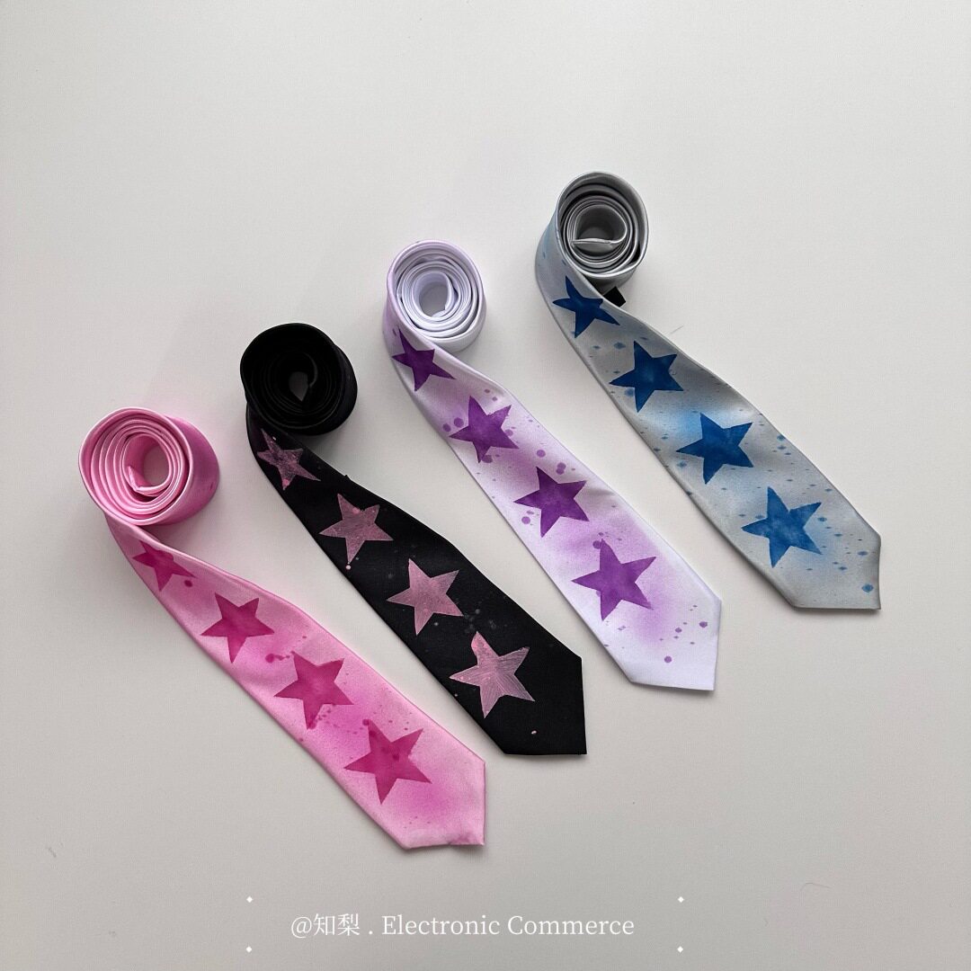 原创个性亚文化y2k千禧辣妹风领带小众设计星星系脖领带配饰腰带