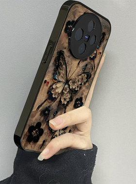 黑色蝴蝶适用vivox200promini手机壳x100ultra新款90s80至尊版70pro12男60vivos20s19女款17t15情侣18e16套10