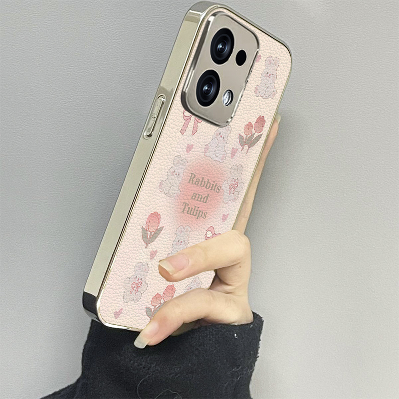 粉花小兔适用opporeno14手机壳reno13新款12oppofindx9x8x6x7ultra6防摔5k10pro+男女款11情侣3k12x套oppok9s