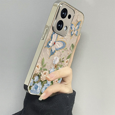 蝴蝶花朵适用opporeno13手机壳reno12新款11防摔10pro+男oppok9s女款6情侣5k保护8k12plus套k10x3oppo4se7