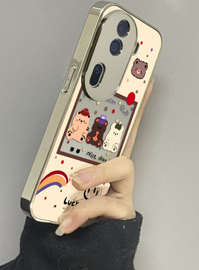 三只小熊适用opporeno13手机壳12新款11镜面10pro+9男8女款oppoa97a93a72a58a57a56a2pro3情侣oppofindx8x7套