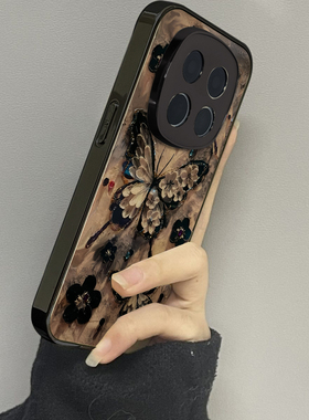 黑色蝴蝶适用荣耀magic7pro手机壳magic6新款5por全包边play8tpro男7女款4情侣3pro魔术4套9t活力版gtpro