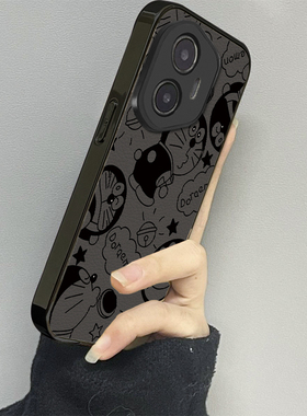 黑色哆啦适用荣耀400手机壳honor300新款200男90gt80女款100情侣60se魔术maigc6x30x40x50i+x60套4magic7pro5