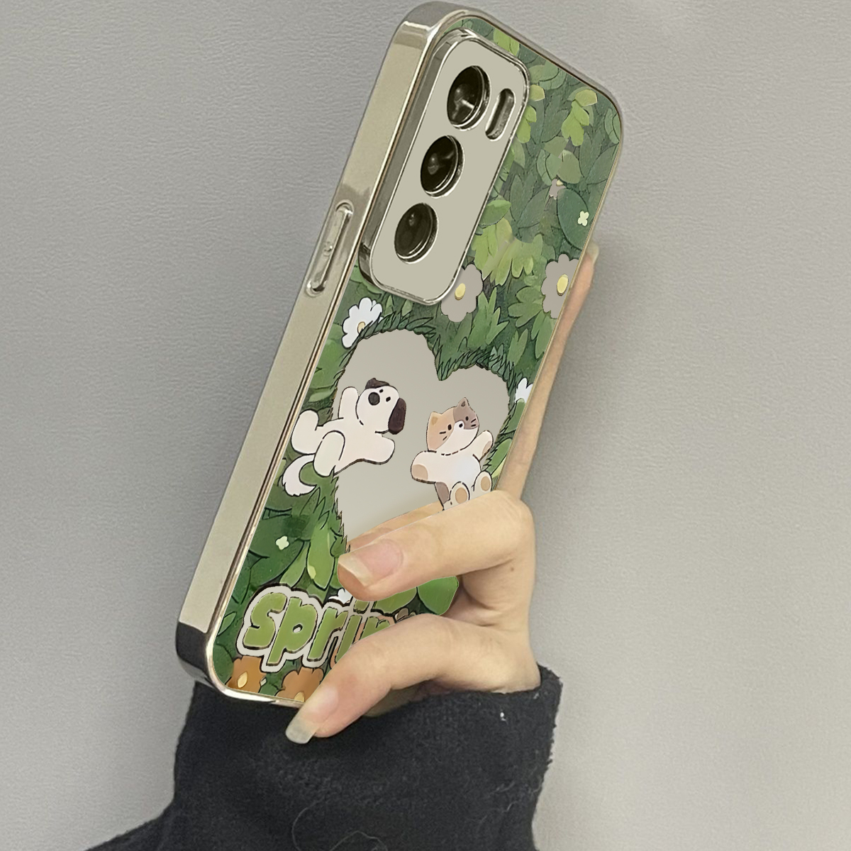 opporeno12镜面可爱手机壳