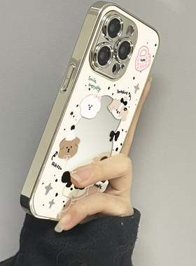 镜面小狗适用opporeno13手机壳12新款11镜面10pro+9男8女款oppoa97a93a72a58a57a56a2pro3情侣oppofindx8x7套