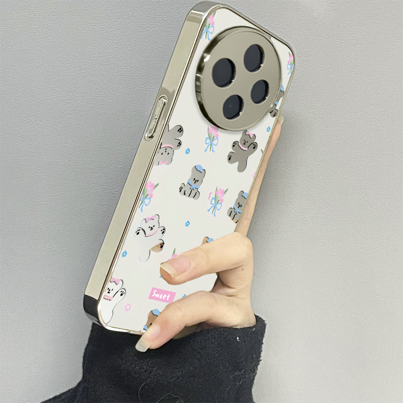 粉蓝小熊适用vivoy200i手机壳y300pro新款y78+镜面y100防摔vivoy53s77e男y76s女款vivoy73s70s情侣y52st1x