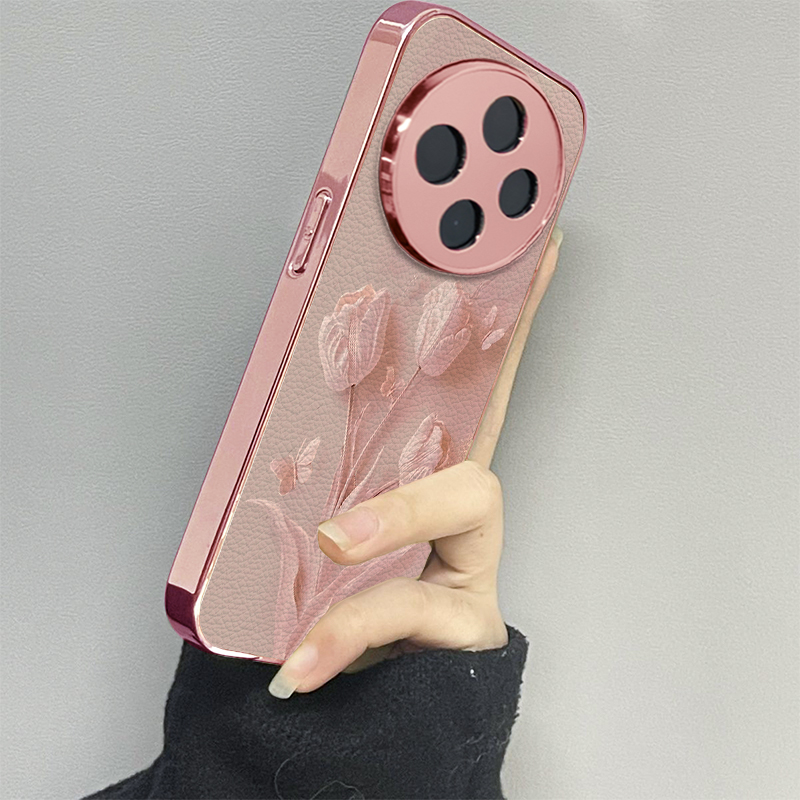 粉郁金香适用vivoy200i手机壳y300pro新款y78+皮质y100防摔vivoy53s77e男y76s女款vivoy73s70s情侣y52st1x