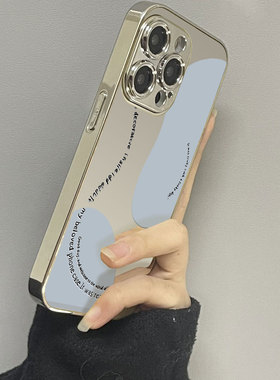 几何图案适用苹果15手机壳iPhone14plus新款13promax镜面12pro防摔xsmax男11女款iPhonexr情侣x7套se2xs8