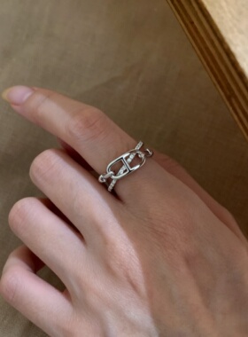 中古老钱风爆闪猪鼻子交叉戒指