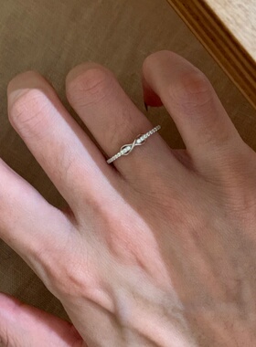 爆闪镶钻莫比乌斯戒指食指戒女