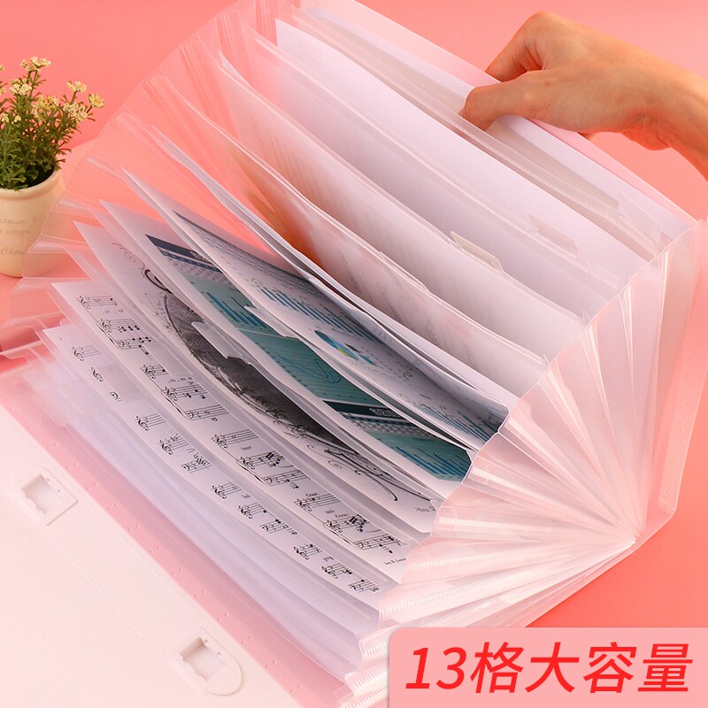 CHENGUANG 오르간 가방 라이트 컬러 시리즈 학생 대용량 잠금 간단한 문서 가방 비즈니스 가방 사무실 보관 내장 다크 13 구획