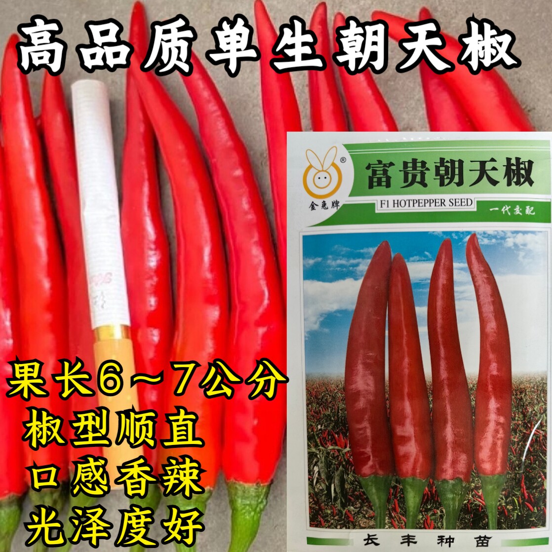 富贵朝天椒种子杂交单生朝天椒高辣香辣高产顺直小米椒辣椒种子籽