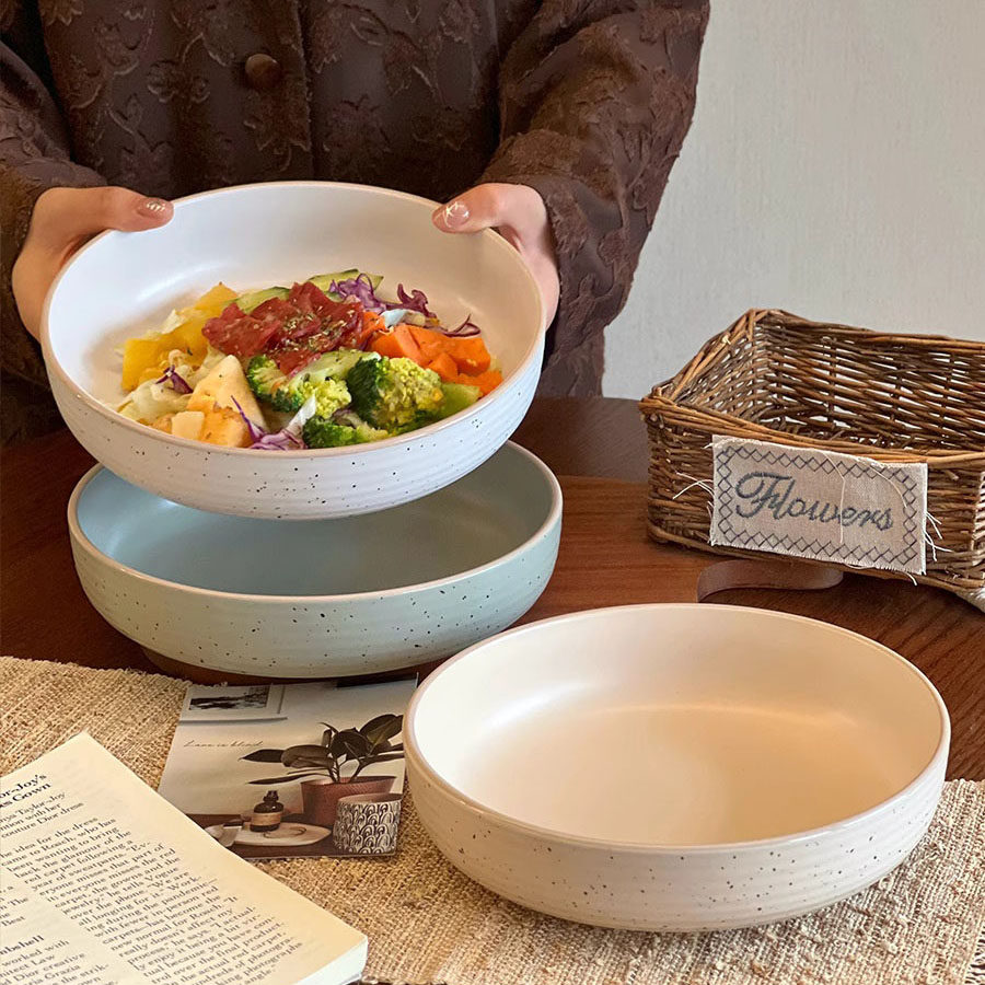 日式高颜值陶瓷沙拉盘子大号高级感深盘轻奢餐盘简约釉下彩碟子,餐饮具,盘,淘宝优惠券,粉丝福利购,淘宝优惠卷