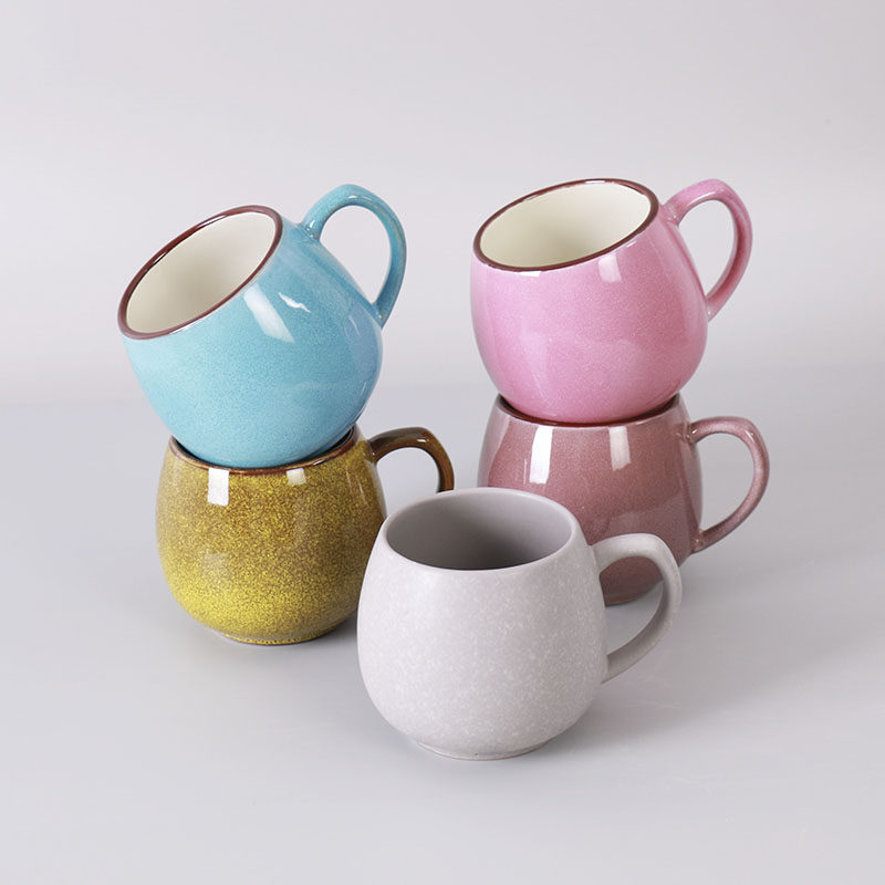 窑变釉高颜值鼓肚杯陶瓷简约好看情侣水杯牛奶杯喝水杯高级马克杯