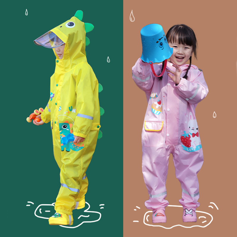 潮嗒童儿童连身雨衣雨披套装男女童防雨防水服全身小童宝宝雨裤