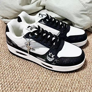 【定制球鞋】安踏元年2低帮板鞋笑脸鬼鬼涂鸦手绘潮流晕染泼墨鞋