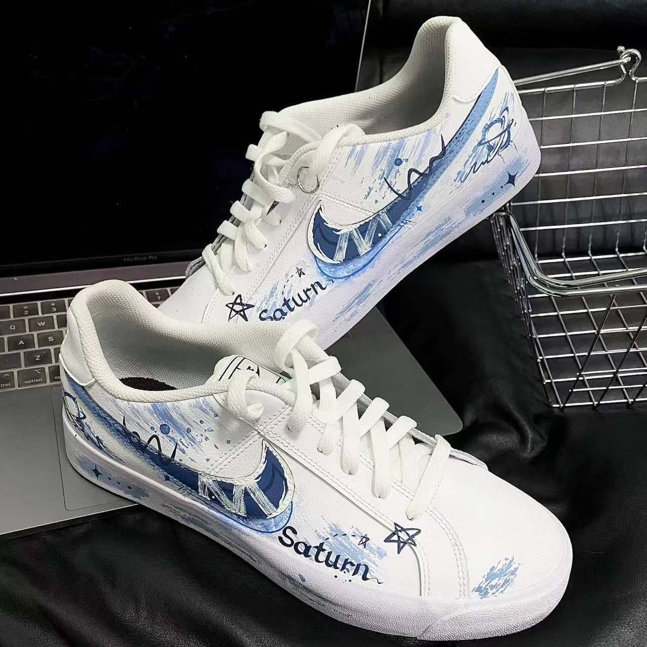 球鞋定制 Nike Court Royale 断裂时空做旧手绘皮