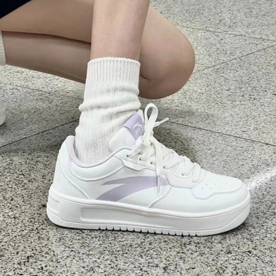 安踏空军一号轻松板鞋女鞋2025秋季新款厚底小白鞋增高轻便运动鞋