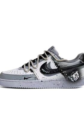 球鞋定制 Nike Court Vision 废土乐园街头涂鸦男女低帮板鞋