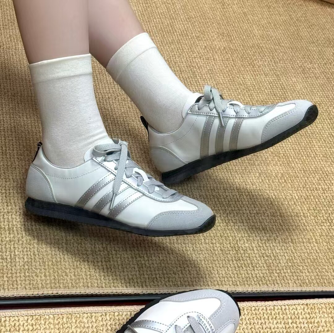 Adidas vs jog 2.0 新款复古运动休闲鞋阿迪灰色女子德训鞋JR4653
