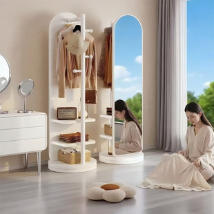 全身镜落地镜家用衣帽架一体穿衣镜可旋转移动女生卧室大试衣镜子
