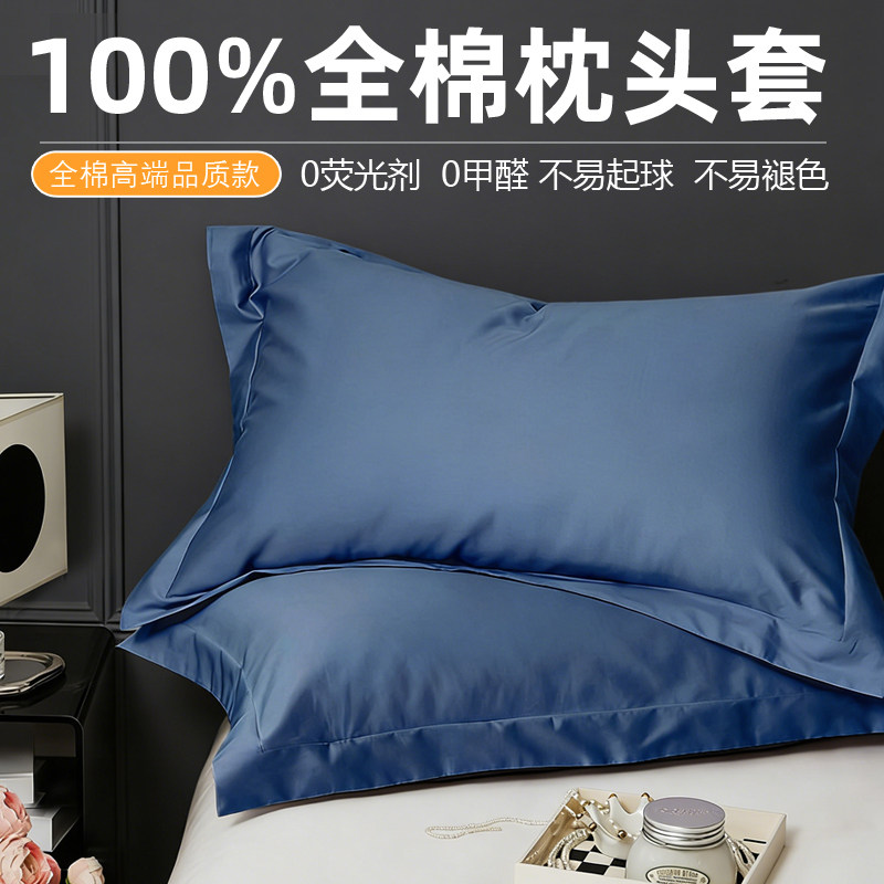 纯棉枕套48x74cm单个40x60大号50x80大尺寸枕头套100全棉成人一对