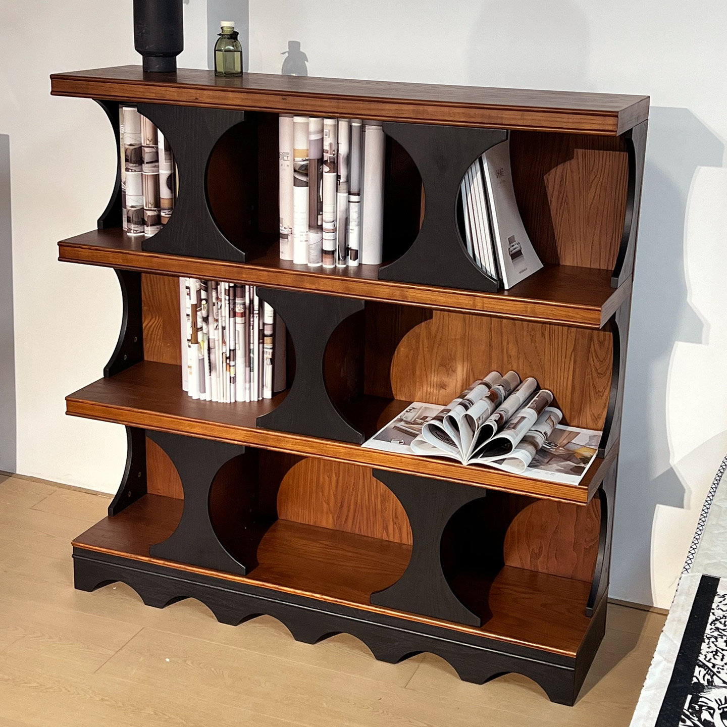 优尚雅轩哈迪德法式复古半墙书柜矮书架实木展示柜客厅边柜组合柜