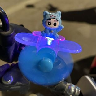 新款风力发光飞机电动车摩托车摆件风能发电车载旋转装饰LED彩灯