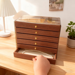 首饰收纳盒高档精致耳环耳钉项链戒指手饰品盒子珠宝箱黄金展示盘