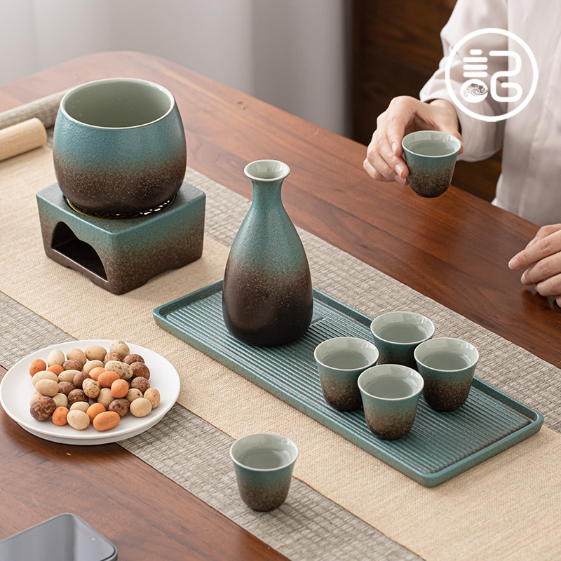 记今朝【蜡烛温酒】禅意陶瓷白酒杯套装家用中式烈酒爵杯小酒蛊
