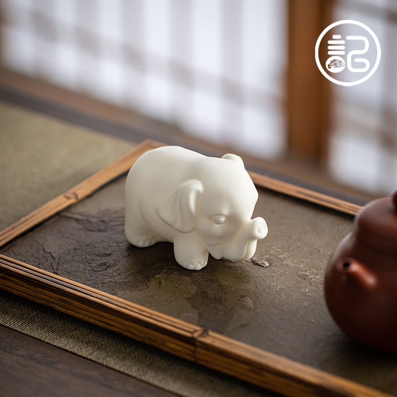 记今朝德化白瓷大象小摆件