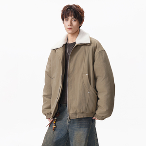 羊羔毛翻领夹克棉服  M25668 P110图片