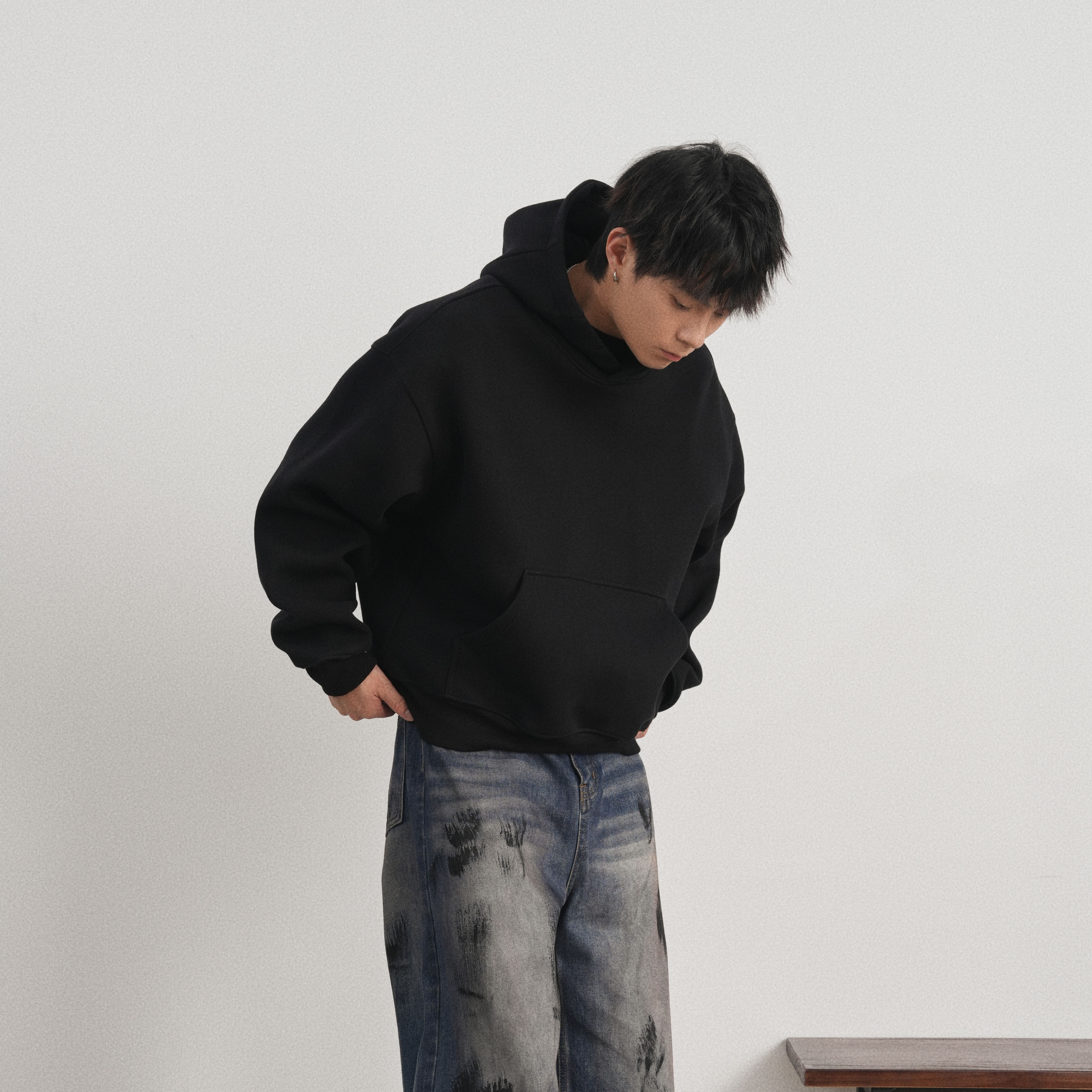 1308短款套头连帽卫衣设计师款420G重磅卫衣P65控98,男装卫衣,星座1308