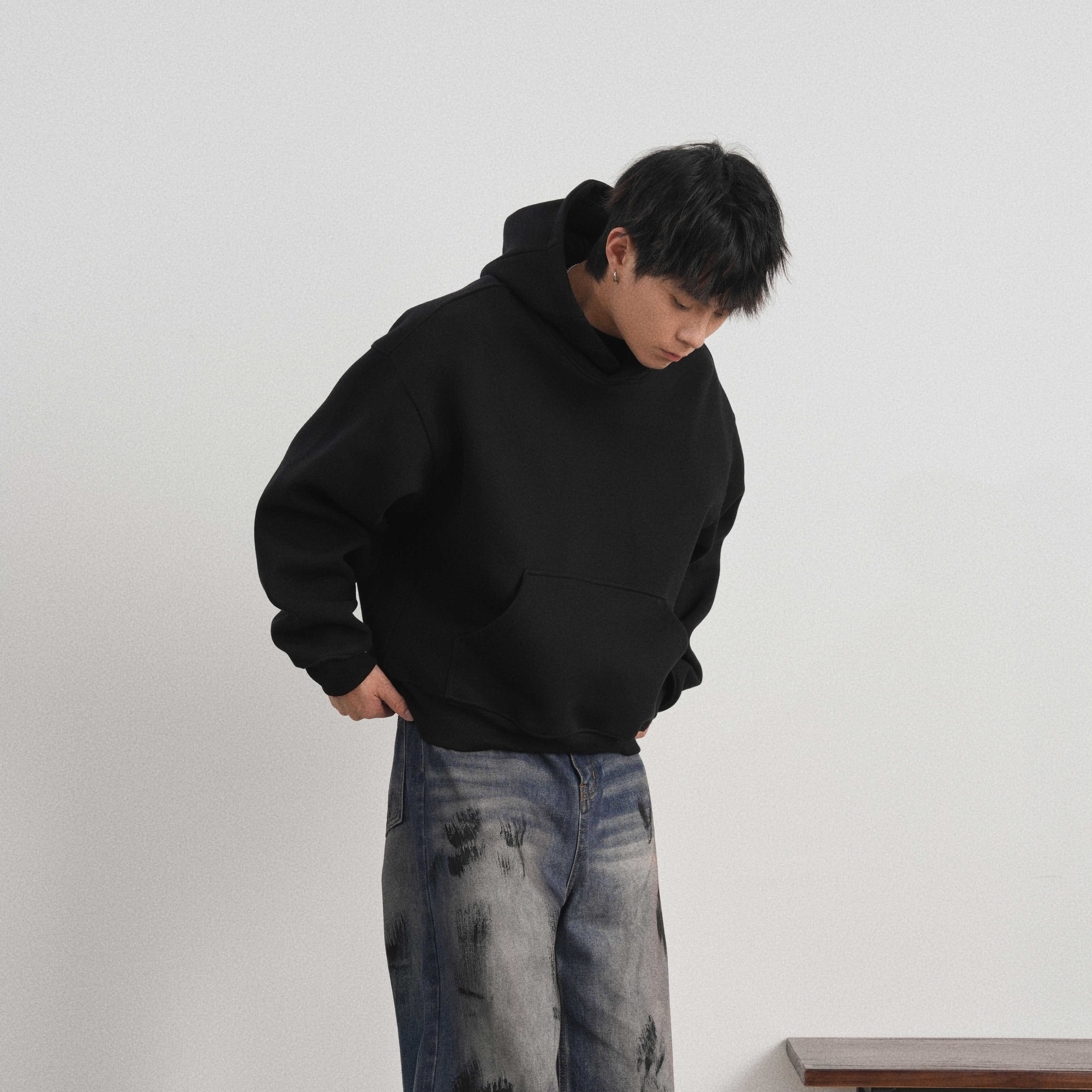 1308短款套头连帽卫衣设计师款420G重磅卫衣P65控98,男装卫衣,星座1308